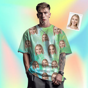 Camiseta De Hombre Con Cara Personalizada Camiseta De Tinta De Color Divertida Con Foto Personalizada Color Verde - MyFaceSocksMX