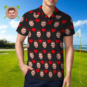 Camisa Polo Personalizada Con Cara Para Hombre, Camisas De Golf Personalizadas Para Él, Corazón De Amor - MyFaceSocksMX