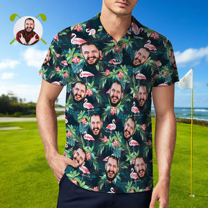 Camisa Polo Personalizada Con Cara Para Hombre, Camisas De Golf Personalizadas Para Él, Flor De Flamenco - MyFaceSocksMX