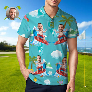Polo Personalizado Polo De Golf Hawaiano Camisa De Verano Aloha Happy Surfing Para Él - MyFaceSocksMX