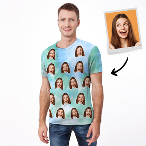 Camiseta de Tie-dye Personalizada Camiseta de Foto de Color del Arco Iris - De las Hombres
