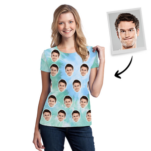 Camiseta de cara personalizada Camiseta con estampado completo Camiseta de mujer con teñido anudado personalizado