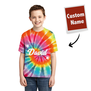 Camiseta de Tie-dye Personalizada Camiseta de Color del Arco Iris Regaños para Niño