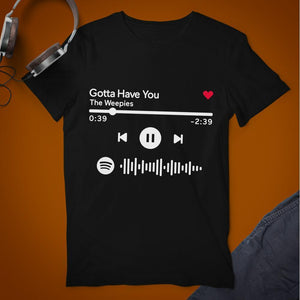 Personalizado Código Escaneable de Música Reproductor de Canción Negra Camiseta