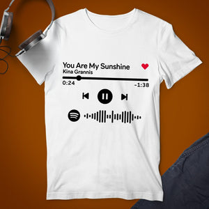 Personalizado Código Escaneable de Música Reproductor de Canción Blanca Camiseta