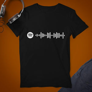 Personalizado Código Escaneable de Música Camiseta Negra