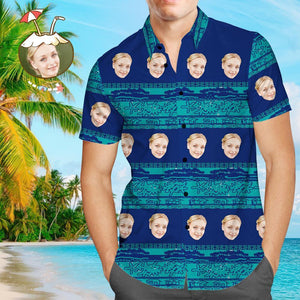 Custom Face Shirt Camisa Hawaiana Para Hombre Camisa Hawaiana Azul
