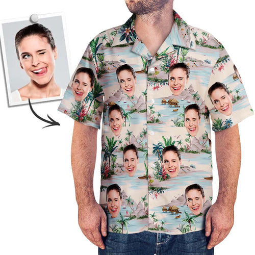 Camisa Hawaiana Con Cara Personalizada Camisas Tropicales Personalizadas Camisa Hawaiana Con Estampado Completo Para Hombre Camisa Del Día Del Padre Regalo Para Papá - MyFaceSocksMX