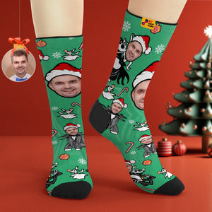 Calcetines Personalizados De Papá Noel De Navidad, Calcetines Transpirables Con Cara, Calcetines Suaves Personalizados, Regalos - MyFaceSocksMX
