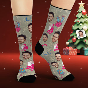 Calcetines Con Cara Personalizada Calcetines Con Foto Personalizados Papá Noel Divertido Feliz Navidad - MyFaceSocksMX