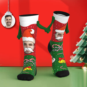 Calcetines Personalizados Con Cara De Papá Noel, Calcetines De Tubo Medio De Muñeca Divertida, Calcetines Magnéticos Con Manos, Feliz Navidad - MyFaceSocksMX