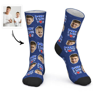 Regalo del día del padre: calcetines faciales personalizados Papi, te amo