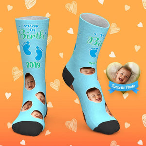 Calcetines faciales personalizados Calcetines personalizados con foto Calcetines de cumpleaños Año de nacimiento