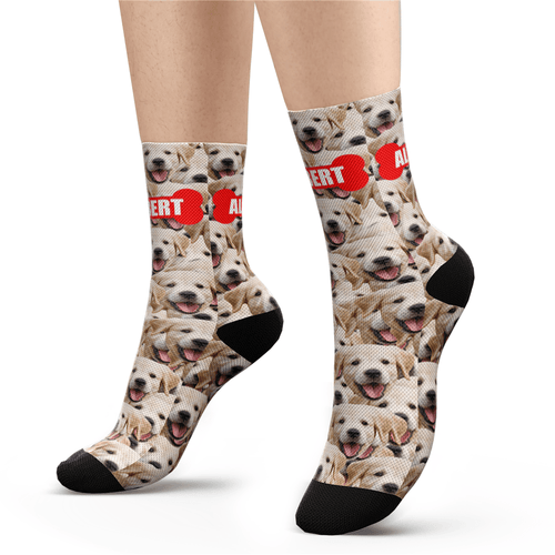 Calcetines Personalizados Muchas Caras De Perro Con Texto