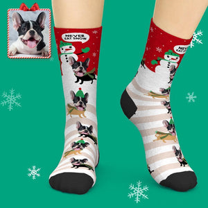 Custom Face Socks Add Pictures Christmas Photo Socks - Never Eat Snow