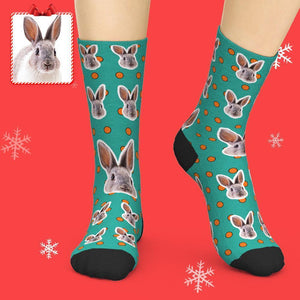 Custom Pet Bunny Face Socks Add Pictures - Cute Rabbit