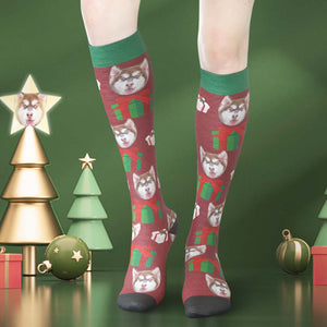 Calcetines Hasta La Rodilla Con Cara Personalizada Calcetines Personalizados Con Foto De Mascota Regalos De Navidad - MyFaceSocksMX