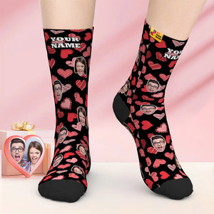 Calcetines De Cara Personalizados Regalo Del Día De San Valentín Agregar Imágenes Y Nombrar Varios Corazones - MyFaceSocksMX