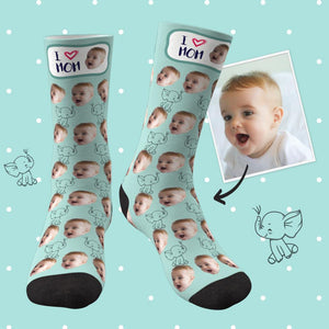 Calcetines Personalizados con Cara Elefante Amo a Mamá Mejores Regalos para Mamá