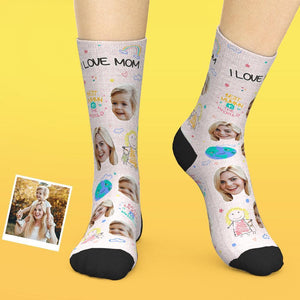 Calcetines faciales personalizados agregan imágenes y nombran el regalo del día de la madre: la mejor momia del mundo