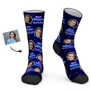 Regalo del día de la madre - Calcetines personalizados Calcetines con foto personalizados La mejor mamá de la galaxia