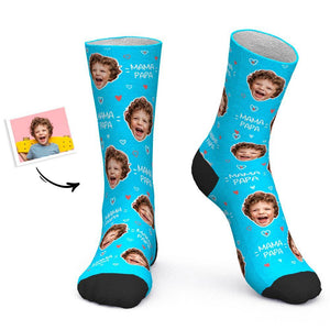 Regalo del día de la madre - Calcetines personalizados Calcetines con foto personalizados MAMA y PAPA