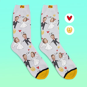Calcetines Impresos Digitalmente En 3d Personalizados My Face Socks Agregue Imágenes Y Nombre - Vestido De Novia - MyFaceSocksMX