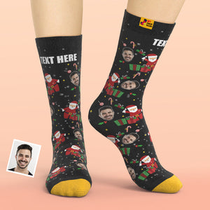 Calcetines Impresos Digitales Personalizados En 3d Calcetines Divertidos De La Cara De Papá Noel Regalo Sorpresa De Navidad - MyFaceSocksMX