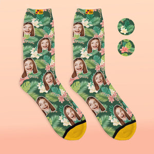 Calcetines Impresos Digitalmente En 3d Personalizados My Face Socks Agregar Imágenes Y Nombre - Hojas Y Flores - MyFaceSocksMX