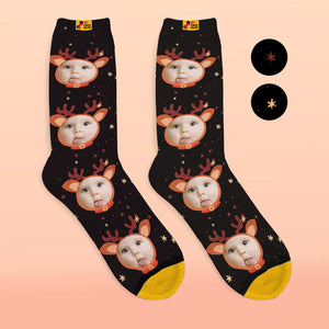 Calcetines Impresos Digitalmente En 3d Personalizados My Face Socks Agregue Imágenes Y Nombre - Fawn Face - MyFaceSocksMX