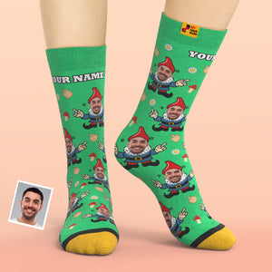 Regalos De Navidad, Calcetines Impresos Digitales 3d Personalizados My Face Socks Agregar Imágenes Y Nombrar A Gnome - MyFaceSocksMX
