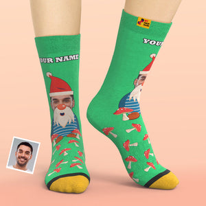 Regalos De Navidad, Calcetines Impresos Digitales 3d Personalizados My Face Socks Agregar Imágenes Y Nombrar Setas De Gnomo De Navidad - MyFaceSocksMX