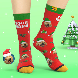 Calcetines Impresos Digitales Personalizados En 3d Calcetines Lindos De La Cara Del Animal Doméstico Regalo De Navidad - MyFaceSocksMX