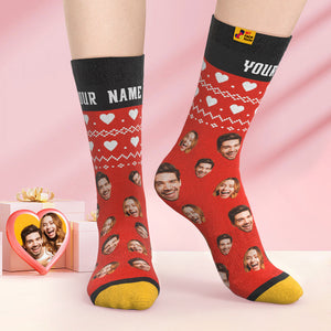 Calcetines Impresos Digitales 3d Personalizados Regalos Del Día De San Valentín Calcetines De Cara Justa De Corazón - MyFaceSocksMX