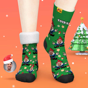 Regalos De Navidad, Calcetines Gruesos Personalizados Foto 3d Digital Impreso Calcetines Otoño Invierno Cálido Calcetines Gnomo - MyFaceSocksMX
