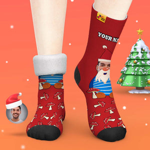 Regalos De Navidad, Calcetines Gruesos Personalizados Foto 3d Calcetines Impresos Digitales Otoño Invierno Calcetines Cálidos Navidad Gnomo Setas - MyFaceSocksMX