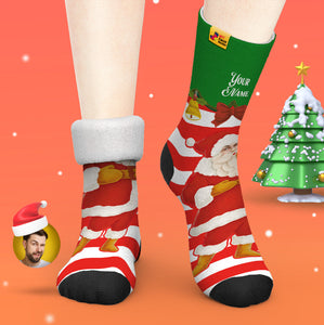 Calcetines Gruesos Personalizados Foto Otoño Invierno Calcetines Cálidos Papá Noel Navidad Campanas Calcetines - MyFaceSocksMX