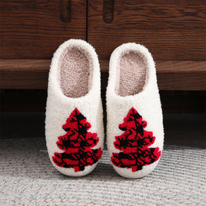 Zapatillas De Navidad Zapatos De Árbol De Navidad Rojos Zapatillas De Algodón Para El Hogar - MyFaceSocksMX