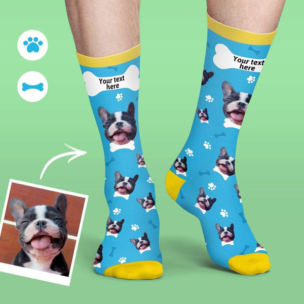 Calcetines Cara Personalizados Seria De Multicolor Camarero Suave Y Cómodo Perro Calcetines - Azul