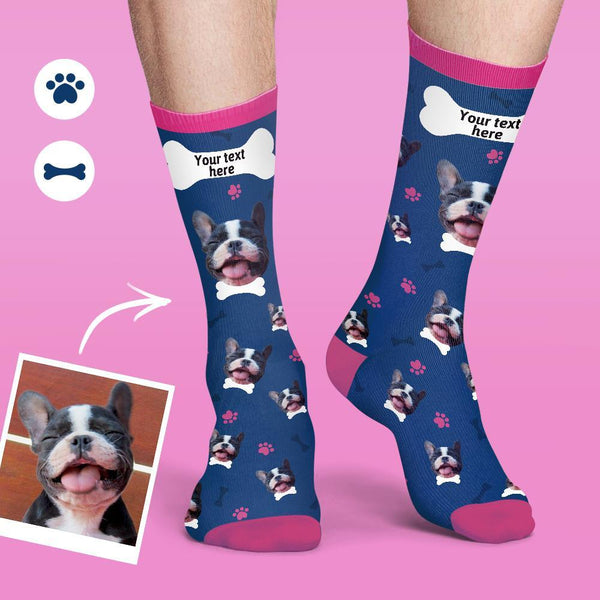 Calcetines Cara Personalizados Seria De Multicolor Camarero Suave Y Cómodo Perro Calcetines – Azul Ahumado